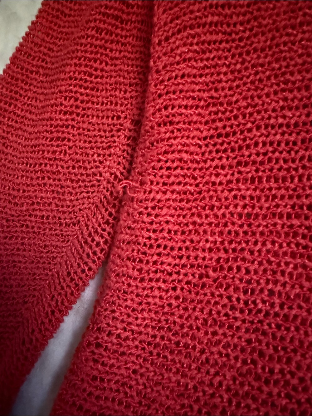 Eileen Fisher Coral-Red Lightweight Knit Scoop Neck Sweater 3/4 Sleeve - Picture 7 of 7